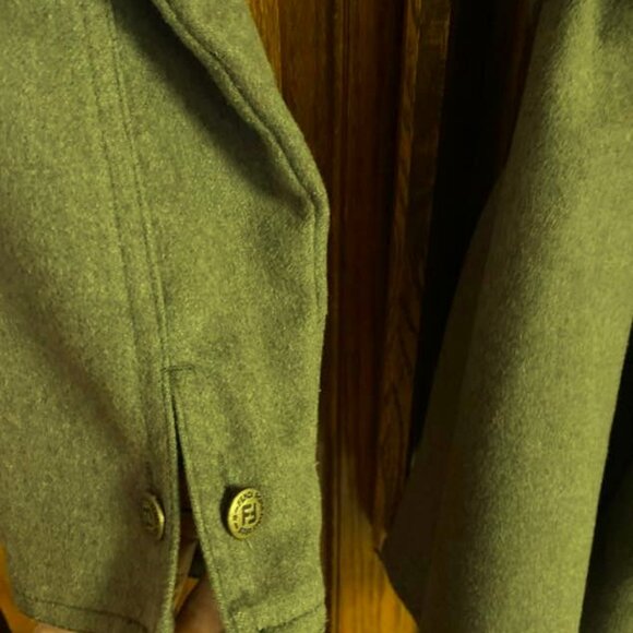 Auth. Fendi Roma Short Coat/ Dress Olive Green Color Size Small Belted - Picture 13 of 13